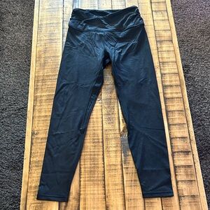 ODODOS Faux Matte Leather Cross Waist Leggings 25” Inseam, Size S